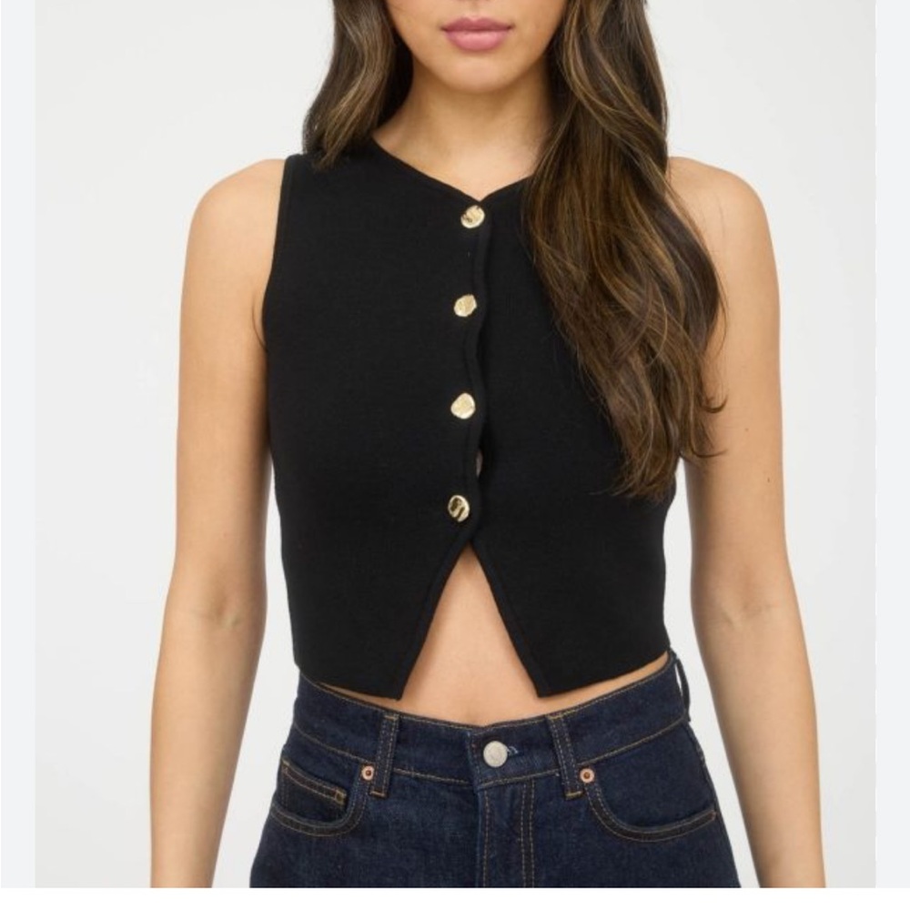 Sky to Moon Black button knit vest size Medium NWT